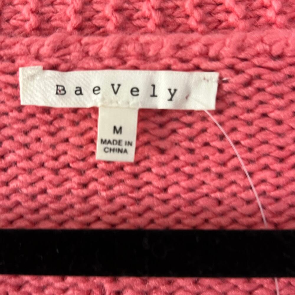 NWT BaeVely Pink Fringe Open Front Sweater Cardigan‎ Women's M Oversized - Picture 5 of 6